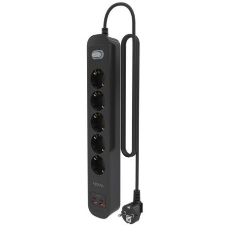 Aisens Regleta con Interruptor Aisens ASPS-2A2C15-BK con 5 Tomas de Corriente y 2 USB-C/2 USB-A, Negro Aisens Regleta con Interruptor Aisens ASPS-2A2C15-BK con 5 Tomas de Corriente y 2 USB-C/2 USB-A, Negro
